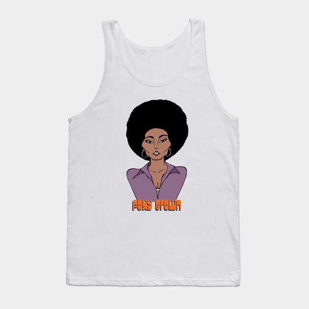 Classic movie blaxploitation actress Pam Grier Foxy Brown Tank Top by cartoonistguy